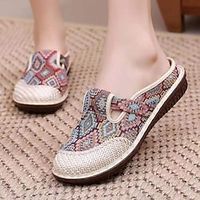 Women's Slip-Ons Slip-on Sneakers Classic Loafers Daily Summer Flat Heel Round Toe Casual Walking Shoes Elastic Fabric Loafer Plaid Wine Dark Red Black Lightinthebox - thumbnail