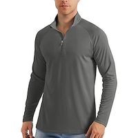Men's T shirt Tee Fishing Shirts Men Tops Zip Polo Athletic Shirts Stand Collar Long Sleeve Sports  Outdoor Vacation Going out Casual Daily Quick dry Breathable Soft Plain White Light Grey Activewear Lightinthebox - thumbnail