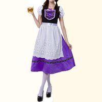 Beer Traditional Embroidery Drawstring Long Dress Maid Cosplay Costume For Women