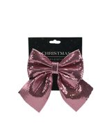 Koopman Xmas Bow Paillette 17cm Pink