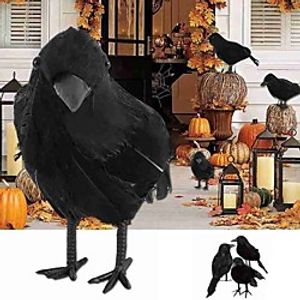 Halloween Party Decor 4 Pieces Simulation Black Crow Animal Model Artificial Crow Black Bird Raven Prop Scary Decoration Lightinthebox