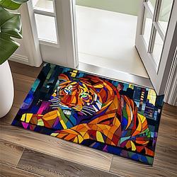 Stained Glass Tiger Doormat Non-Slip Oil Proof Rug Indoor Outdoor Mat Bedroom Decor Bathroom Mat Entrance Rug Door Mat Lightinthebox