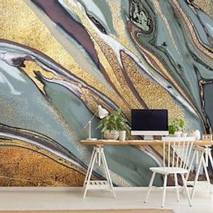 Abstract Marble Wallpaper Mural Sage Gold Agate Marble Wall Covering Sticker Peel and Stick Removable PVC/Vinyl Material Self Adhesive/Adhesive Required Wall Decor for Living Room Kitchen Bathroom miniinthebox