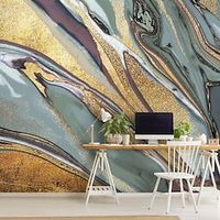 Abstract Marble Wallpaper Mural Sage Gold Agate Marble Wall Covering Sticker Peel and Stick Removable PVC/Vinyl Material Self Adhesive/Adhesive Required Wall Decor for Living Room Kitchen Bathroom miniinthebox