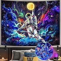 Astronaut Blacklight UV Reactive Wall Tapestry Moon Basketball Art Decor Blanket Curtain Picnic Tablecloth Hanging Home Bedroom Living Room Dorm Decoration Gift Polyester miniinthebox - thumbnail