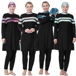 Arabian Muslim Adults Women's Religious Saudi Arabic Swimwear Swimsuits For Spandex Chinlon Ramadan Top Pants Headpiece Lightinthebox