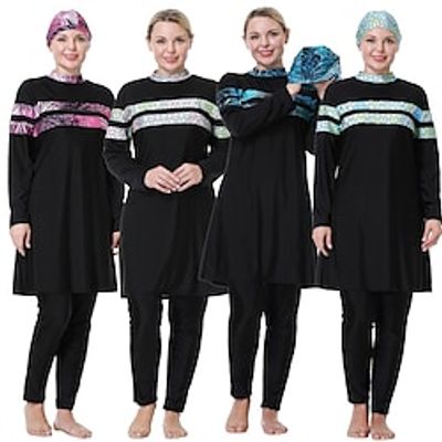 Arabian Muslim Adults Women's Religious Saudi Arabic Swimwear Swimsuits For Spandex Chinlon Ramadan Top Pants Headpiece Lightinthebox