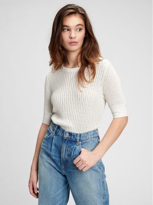 Elbow Sleeve Pointelle Sweater