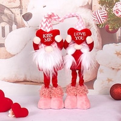 1pcs Valentine's Day Heart Rudolph Standing Valentine's Day Decoration Faceless Dwarf Doll Doll Wedding Decoration Window Decoration Lightinthebox