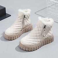Women's Boots Snow Boots White Shoes Winter Boots Outdoor Daily Fleece Lined Winter Lace-up Platform Round Toe Plush Casual Walking Faux Leather Lace-up Black White Yellow miniinthebox
