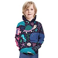 Kids Boys' Hoodie  Sweatshirt Long Sleeve Cartoon Graphic Animal Unisex Print Blue Children Tops Summer Active Christmas Regular Fit 3-13 Years Lightinthebox - thumbnail