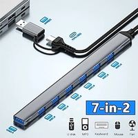 7 Ports 2 In 1 USB 3.0 HUB Type-c Adapter USB 2.0 High Speed Transmission Multi-port USB Splitter Expander for PC Computer Lightinthebox - thumbnail