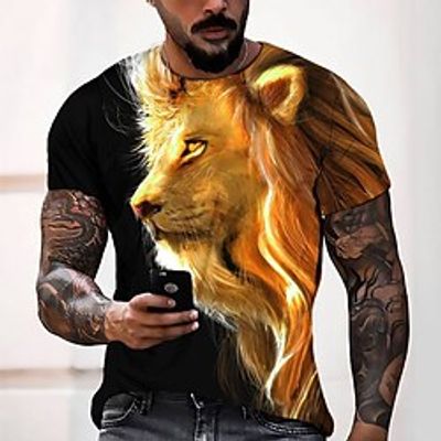 Men's Tee T shirt Tee 3D Print Graphic Round Neck Casual Daily 3D Print Short Sleeve Tops Fashion Designer Cool Comfortable Green Blue Gray Lightinthebox