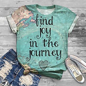 Women's Plus Size Tops T shirt Graphic Letter Print Short Sleeve Crewneck Basic Blue Big Size XL XXL 3XL 4XL 5XL Lightinthebox