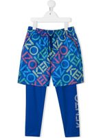 Kenzo Kids layered logo leggings - Blue - thumbnail