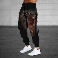 Men's Sweatpants Joggers Trousers Drawstring Elastic Waist 3D Print Animal Dragon Graphic Prints Comfort Sports Outdoor Casual Daily Cotton Blend Streetwear Designer Dark Brown Brown Micro-elastic Lightinthebox - thumbnail