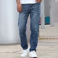 Men's Jeans Trousers Denim Pants Zipper Button Pocket Plain Comfort Breathable Outdoor Daily Going out Fashion Casual Blue miniinthebox