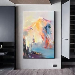 Handmade Oil Painting CanvasWall Art Decoration Abstract Knife Painting Landscape Blue For Home Decor Rolled Frameless Unstretched Painting miniinthebox