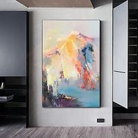 Handmade Oil Painting CanvasWall Art Decoration Abstract Knife Painting Landscape Blue For Home Decor Rolled Frameless Unstretched Painting miniinthebox - thumbnail