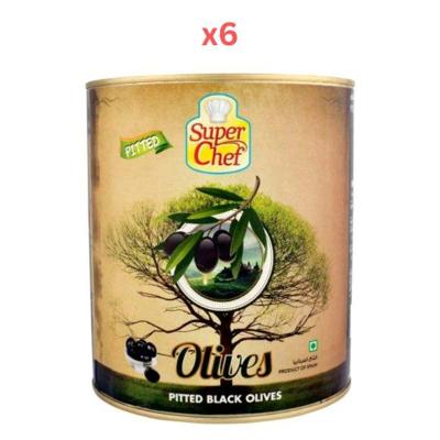 Super Chef Black Pitted Olives 3Kg (Pack Of 6)