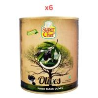 Super Chef Black Pitted Olives 3Kg (Pack Of 6)