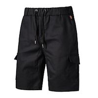 Men's Shorts Chino Chinos Shorts Pants Solid Colored Knee Length Black Khaki Green Light Grey Navy Blue Lightinthebox - thumbnail