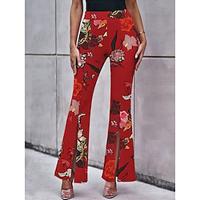 Women's Pants Trousers Polyester Floral Graphic Pink Red Casual Daily Long Going out Weekend Summer Lightinthebox