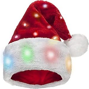 Plush Santa Hat Light Up Funny Christmas Hats for Kids Adults miniinthebox