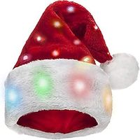 Plush Santa Hat Light Up Funny Christmas Hats for Kids Adults miniinthebox - thumbnail