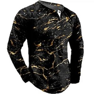 Men's Plus Size Henley Shirt Big and Tall Graphic Henley Long Sleeve Spring   Fall Fashion Streetwear Basic Comfortable Casual Sports Tops miniinthebox