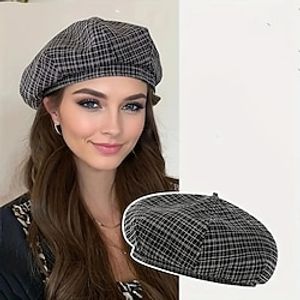 Women's Trendy Retro Plaid Pattern Beret Hat Versatile Lightweight Outdoor Travel Beret Hat Lightinthebox