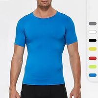 Men's T shirt Tee Gym Shirt Compression Shirt Training Shirt Men Tops Crew Neck Short Sleeves Street Vacation Going out Casual Daily Quick dry High Stretch Breathable Plain Black White Activewear Lightinthebox - thumbnail
