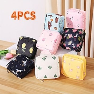 4pcs Portable Sanitary Napkin Storage Bags Cute Printed Menstrual Pad Organizers Perfect Sanitary Towel Storage Bags For Going Out Lightinthebox