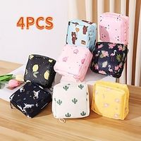 4pcs Portable Sanitary Napkin Storage Bags Cute Printed Menstrual Pad Organizers Perfect Sanitary Towel Storage Bags For Going Out Lightinthebox - thumbnail