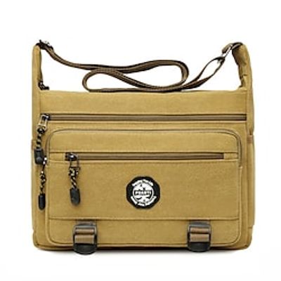 Men's Canvas Tote Bag Canvas Zipper Solid Color Outdoor Black Army Green Khaki Coffee Lightinthebox