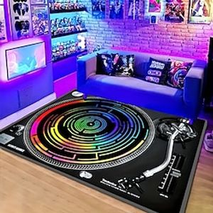 Black Disc Music Fan Area Rug Non Slip Floor Mat Bedside Livingroom Bedroom Indoor Outdoor Cozy Lightinthebox