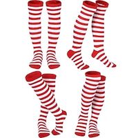 4 Pairs Christmas Striped Socks Classic Rainbow Knee High Clown Knee Socks for Women Girls miniinthebox - thumbnail