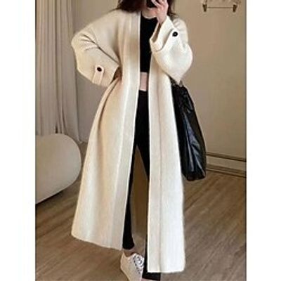 Women's Cardigan Sweater Jacket Crew Neck Ribbed Knit Polyester Knitted Fall Winter Long Outdoor Daily Going out Stylish Casual Soft Long Sleeve Solid Color Black Brown Khaki One-Size Lightinthebox Women's Cardigan Sweater Jacket Crew Neck Ribbed Knit Polyester Knitted Fall Winter Long Outdoor Daily Going out Stylish Casual Soft Long Sleeve Solid Color Black Brown Khaki One-Size Lightinthebox