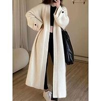 Women's Cardigan Sweater Jacket Crew Neck Ribbed Knit Polyester Knitted Fall Winter Long Outdoor Daily Going out Stylish Casual Soft Long Sleeve Solid Color Black Brown Khaki One-Size Lightinthebox - thumbnail