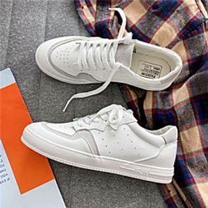 Men's Sneakers Skate Shoes Casual Daily Walking Shoes PU Breathable Non-slipping Wear Proof White Beige Fall Spring Lightinthebox