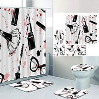 Black Cosmetics Digital Printing Four-piece Set Shower Curtains and Hooks Modern Polyester Machine Made Waterproof Bathroom Lightinthebox - thumbnail