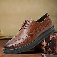 Men's Oxfords Retro Formal Shoes Walking Casual Daily Leather Comfortable Booties / Ankle Boots Loafer Bright Black Black White Spring Fall miniinthebox - thumbnail