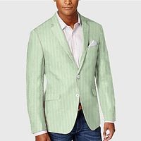Men's Blazer Business Cocktail Party Wedding Party Fashion Casual Spring   Fall Polyester Stripes Button Pocket Comfortable Single Breasted Blazer Yellow Pink Blue Green Lightinthebox - thumbnail