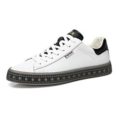 Men's Sneakers Leather Shoes Comfort Shoes Crib Shoes Sporty Casual Daily Outdoor Walking Shoes Nappa Leather Cowhide Breathable Non-slipping Shock Absorbing Booties / Ankle Boots White Spring Summer miniinthebox