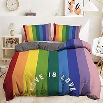 100% Cotton Duvet Cover Set Rainbow Pattern Comforter Set Soft Luxury Bedding Set Home Decor Dusk Bedding Gift King Queen Full Size Lightinthebox