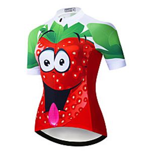 21Grams Women's Short Sleeve Cycling Jersey Summer Spandex Polyester Red 3D Fruit Bike Jersey Top Mountain Bike MTB Road Bike Cycling Quick Dry Moisture Wicking Breathable Sports Clothing Apparel miniinthebox