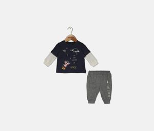 Baby Boys Still Awesome in Space Jogger Pants Set  Navy/Grey