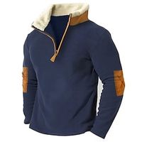 Men's Sweatshirt Quarter Zip Sweatshirt Navy Blue Standing Collar Plain Patchwork Color Block Sports Outdoor Daily Holiday Streetwear Basic Casual Fall Winter Clothing Apparel Hoodies Sweatshirts miniinthebox