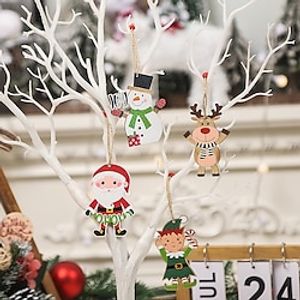 Christmas Decorations Cartoon Figure Colorful Wooden Pendant Christmas Tree Pendant Faceless Old Man Pendant. miniinthebox