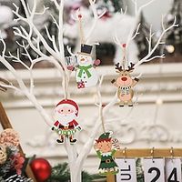 Christmas Decorations Cartoon Figure Colorful Wooden Pendant Christmas Tree Pendant Faceless Old Man Pendant. miniinthebox - thumbnail